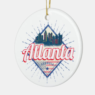 Ornamento De Cerâmica Atlanta Georgia Estados Unidos Retro Skyline