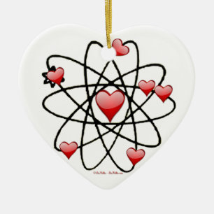 Ornamento De Cerâmica Atomic Valentine Corações Vermelhos