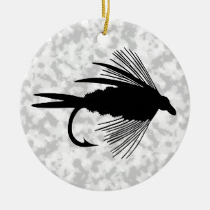 Ornamento De Cerâmica Atração preta da pesca com mosca