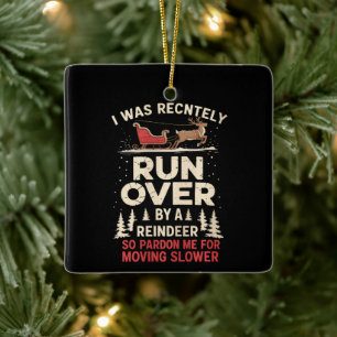 Ornamento De Cerâmica Atropelado Pelo Renascer Natal Divertido 
