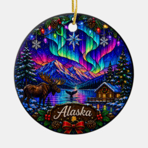 Ornamento De Cerâmica Aurora Boreal Luzes do Norte do Alasca