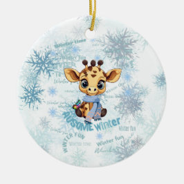 Ornamento De Cerâmica Ausome Inverno – Girafa de Floco de Neve Única