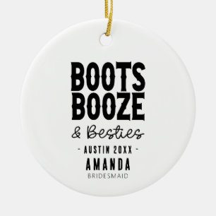 Ornamento De Cerâmica Austin Bachelorette Boots Booze Besties Personaliz