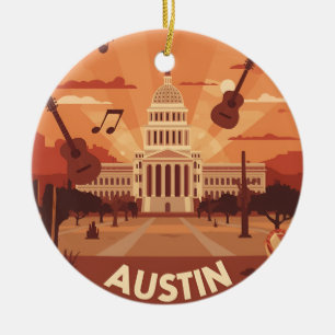 Ornamento De Cerâmica Austin Texas Capitol Building Music City
