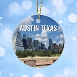 Ornamento De Cerâmica Austin Texas Skyline Souvenir Natal