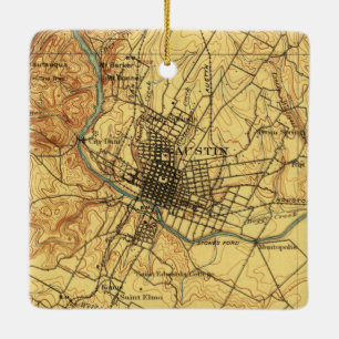 Ornamento De Cerâmica Austin Texas Vintage Map 1910