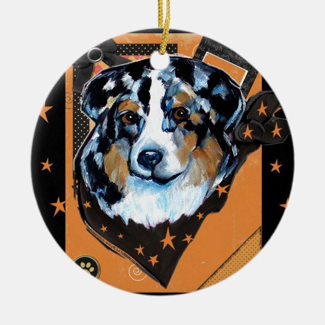 ORNAMENTO DE CERÂMICA AUSTRALIAN SHEPHERD (Frente)