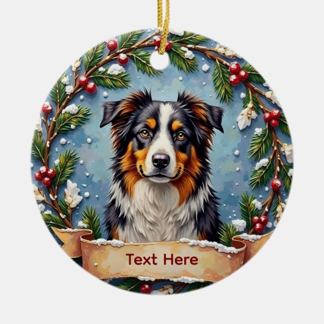 Ornamento De Cerâmica Australian Shepherd Christmas Ornament (Frente)