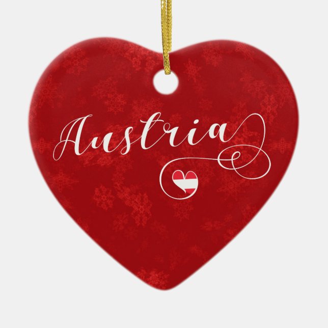 Ornamento De Cerâmica Austria Heart, Ornament de Árvore de Natal, Austrí (Frente)