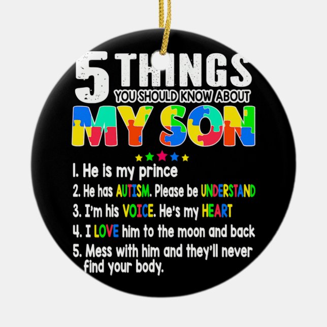 Ornamento De Cerâmica Autismo Sensibilização Apoio Autismo Crianças Filh (Frente)