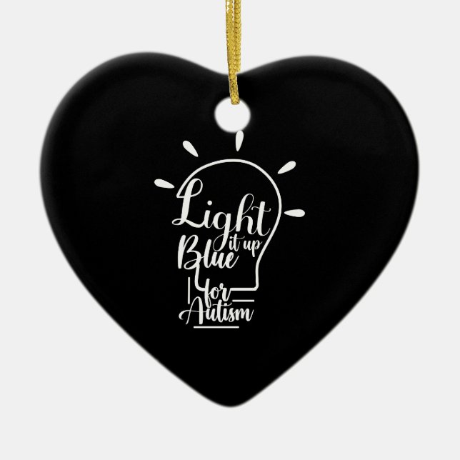 Ornamento De Cerâmica Autismo Sensibilização Mês Suporte Acende Azul (Frente)