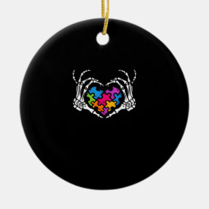 Ornamento De Cerâmica Autismo Sensibilização s Skeleton Quebra-cabeça de