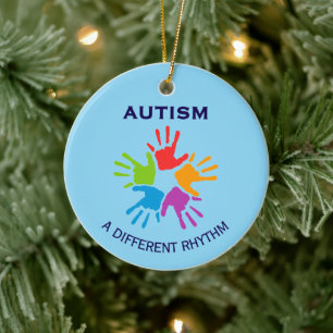 Ornamento De Cerâmica Autismo Um Ritmo Diferente Impressão de Mão Natal