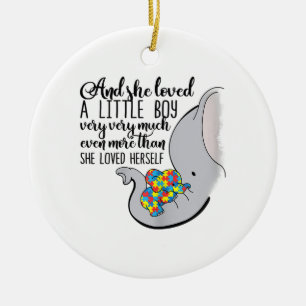 Ornamento De Cerâmica Autista E Ela Amava Muito Um Menino