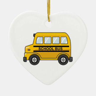 Ornamento De Cerâmica Auto escolar amarelo e preto dos desenhos animados