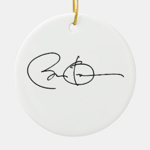 ORNAMENTO DE CERÂMICA AUTÓGRAFO DE BARACK OBAMA - .PNG