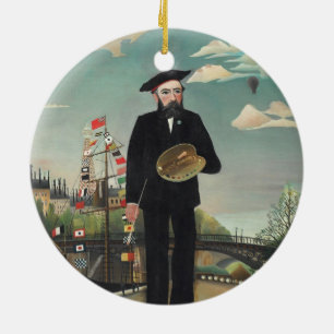 Ornamento De Cerâmica Autorretrato Paisagem 1890, Henri Rousseau