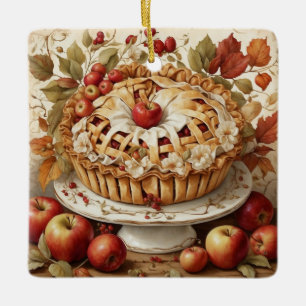 Ornamento De Cerâmica Autumn Apple Pie Ornament