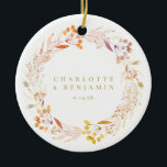 Ornamento De Cerâmica Autumn Floral Watercolor Wreath Boho Personalizado<br><div class="desc">Autumn Floral Watercolor Wreath Boho Personalizado Ornamento</div>