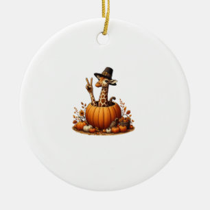 Ornamento De Cerâmica Autumn Pumpkin Cai Giraffe Ação de Graças Mulheres