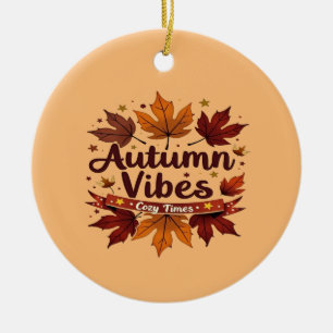 Ornamento De Cerâmica Autumn Vibes Cozy Fall Foles Design