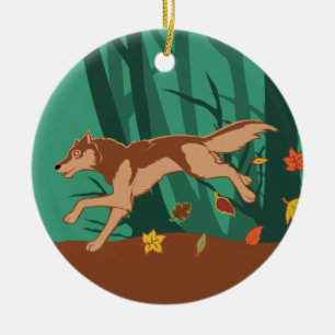 Ornamento De Cerâmica Autumn Wolf
