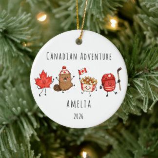 Ornamento De Cerâmica Aventura Canadense Viagem Personalizada