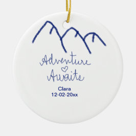 Ornamento De Cerâmica Aventura espera coração da montanha azul adicionar
