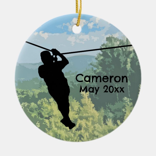 Ornamento De Cerâmica Aventura Zipline (Frente)