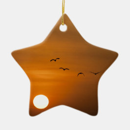 Ornamento De Cerâmica Aves voando no pôr do sol