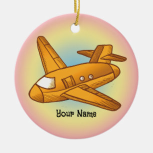 Ornamento De Cerâmica Avião Amarelo