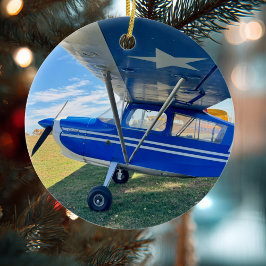 Ornamento De Cerâmica Avião de Aviação Foto Natal Personalizado Cer