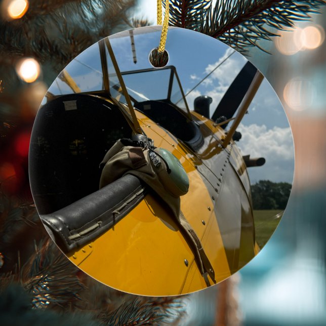 Ornamento De Cerâmica Avião de Aviação Foto Natal Personalizado Cer (Criador carregado)