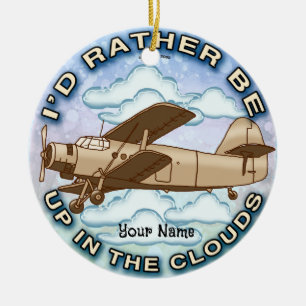 Ornamento De Cerâmica Avião Nuvens