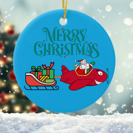 Ornamento De Cerâmica Avião Voador de papais noeis,Sleigh,Foto Cardíaca,