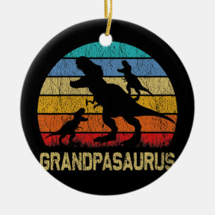 Ornamento De Cerâmica Avô Dinossauro T Rex Grandpasauro 2 filhos