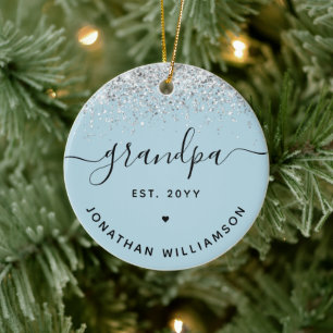 Ornamento De Cerâmica Avô Est Glitter Confetti - Presentes Personalizado