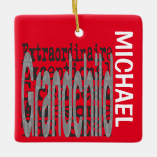 Ornamento De Cerâmica Avô Extraordinário PERSONALIZADO