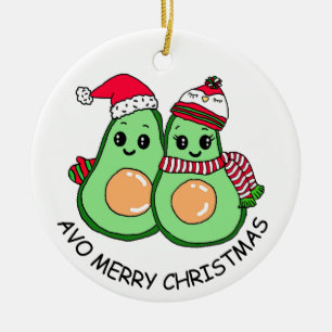 Ornamento De Cerâmica Avo Feliz Natal Avocado Humor Holiday