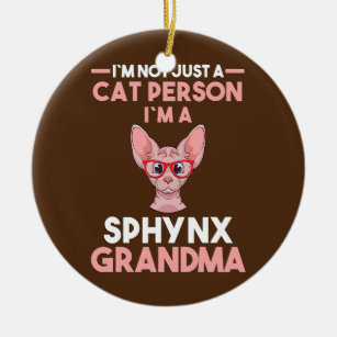 Ornamento De Cerâmica Avó Gato Sphynx Vovó