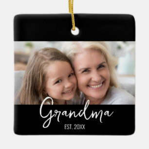 Ornamento De Cerâmica Avó Personalizável Ano de Estabelecimento Foto Nat