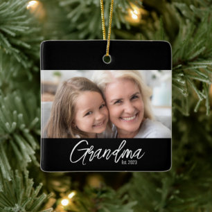 Ornamento De Cerâmica Avó Personalizável Ano de Estabelecimento Foto Nat