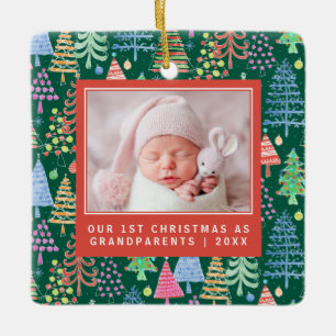Ornamento De Cerâmica Avós bonitos 1rua Árvores de Natal Foto Verde
