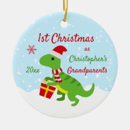 Ornamento De Cerâmica Avós de T-Rex, Dinossauros Cons, Primeiro Natal