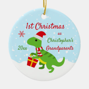 Ornamento De Cerâmica Avós de T-Rex, Dinossauros Cons, Primeiro Natal