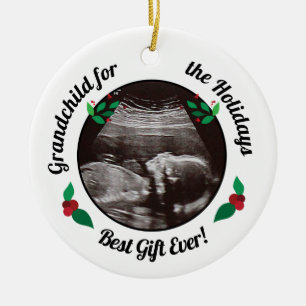 Ornamento De Cerâmica Avós netos para as Férias de Natal