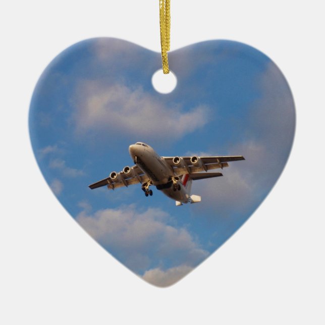 Ornamento De Cerâmica Avro RJ85 Jet pousando (Frente)