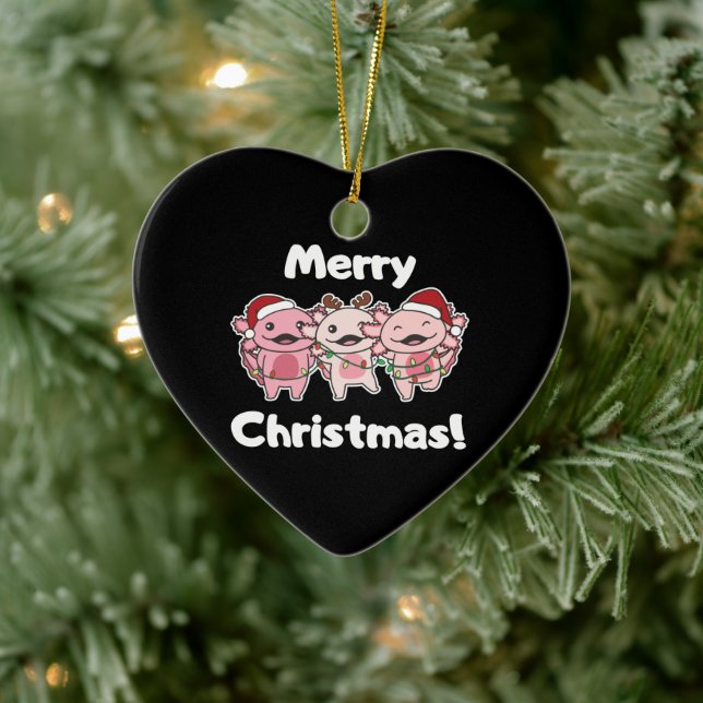 Ornamento De Cerâmica Axolotl Fogueira Axolotls Feliz Natal Ce (Árvore)