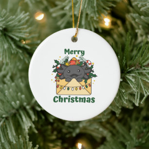 Ornamento De Cerâmica Axolotl - Letra de Natal Axolotls