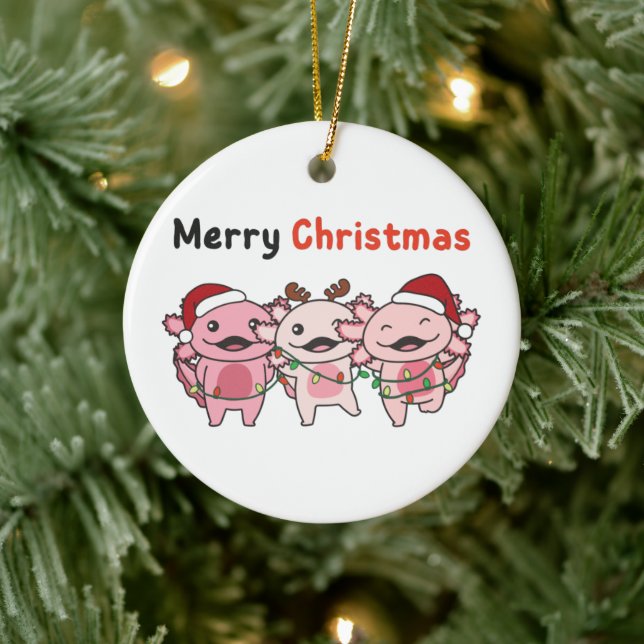 Ornamento De Cerâmica Axolotl natalício Axolotls Feliz Natal (Árvore)